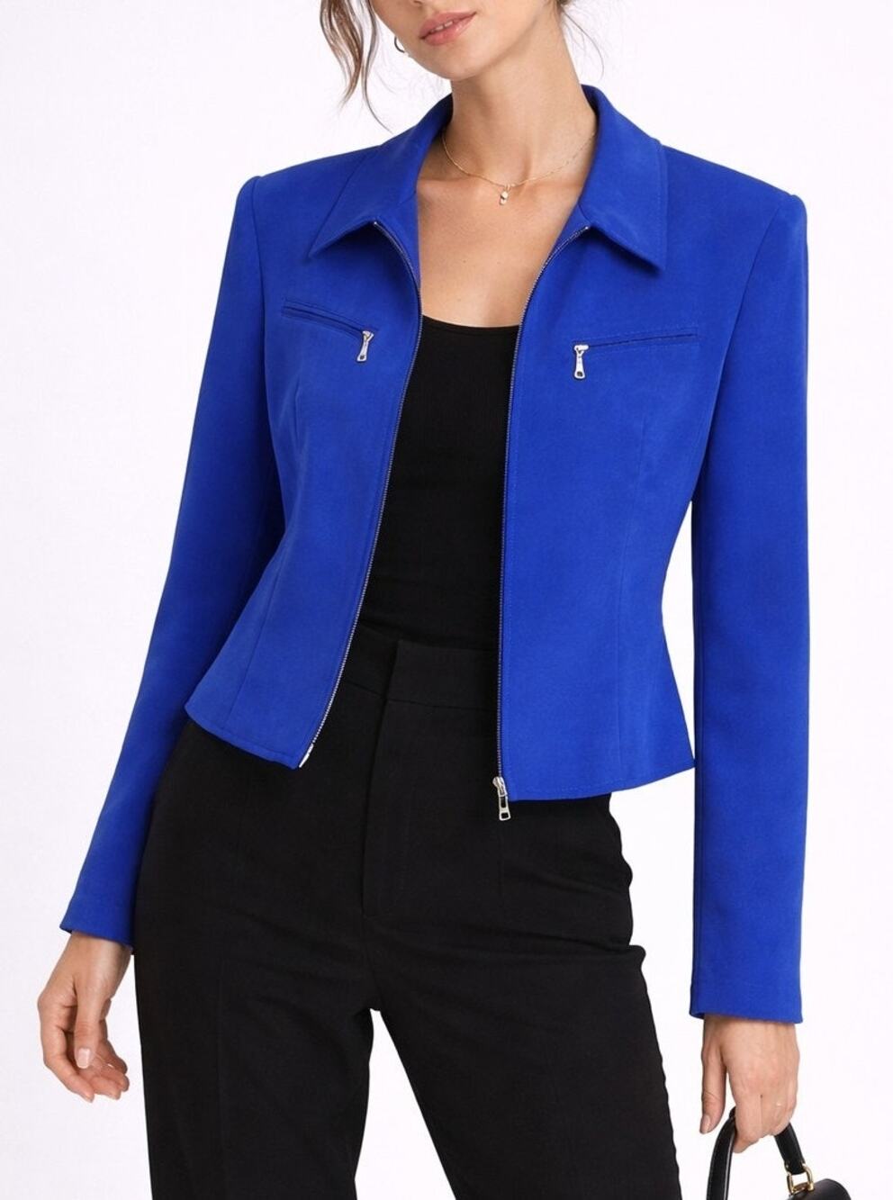 Vintage Allison Taylor Silk Blazer Jacket Small Blue 80s Retro Preppy Career